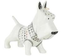 Statuette Déco Chien avec Pull 22cm Blanc & Noir G