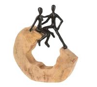 Statuette Déco Couple Assis 29cm Naturel & Noir