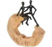 Statuette Déco Couple Assis 29cm Naturel & Noir