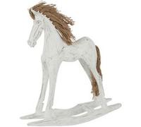 Statuette Déco en Bois "Cheval à Bascule" 35cm Blanc G