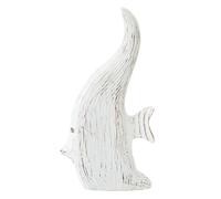 Statuette Déco en Bois Poisson Antique 38cm Blanc