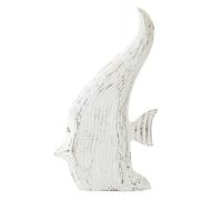 Statuette Déco en Bois Poisson Antique 50cm Blanc