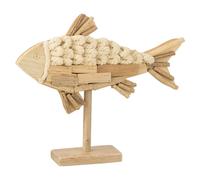 Statuette Déco en Bois sur Pied Poisson 40cm Naturel