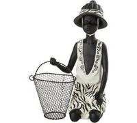 Statuette Déco "Garçon Panier" 28cm Noir Noir G