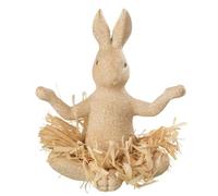 Statuette Déco Lapin Assis Yoga 21cm Naturel