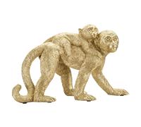 Statuette Déco Mère & Enfant Singe 29cm Or
