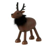 Statuette Déco Renne Fourrure 28cm Marron