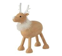 Statuette Déco Renne Fourrure 28cm Naturel