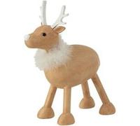Statuette Déco Renne Fourrure 28cm Naturel