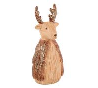 Statuette Déco Renne Imitation Bois 26cm Camel