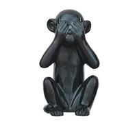 HOME DECO FACTORY - HD0008 Statue Singe Noir 28 cm - Objet Décoratif Moderne pour Intérieur, Design Polyvalent, Facile d'entretien - Taille 28 cm, Couleur Noir