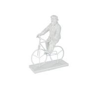 Statuette Déco "Singe Vélo" 25cm Blanc