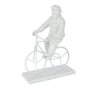 Statuette Déco Singe Vélo 25cm Blanc