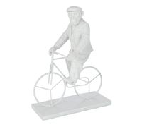 Statuette Déco Singe Vélo 33cm Blanc