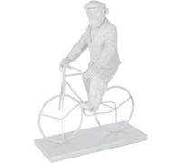 Statuette Déco Singe Vélo 33cm Blanc