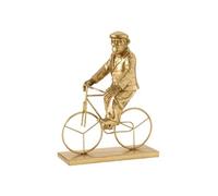 Statuette Déco "Singe Vélo" 35cm Or