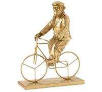 Statuette Déco Singe Vélo 35cm Or