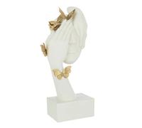 Statuette Déco Visage Papillons 54cm Blanc