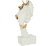 Statuette Déco Visage Papillons 54cm Blanc