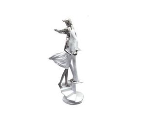 Statuette décorative - Design - Couple romantique - Blanc - Argent - Intérieur