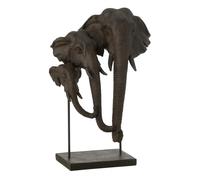 Statuette Famille d'Éléphant Afrique 43cm Marron Foncé