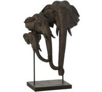 Statuette Famille d'Éléphant Afrique 43cm Marron Foncé