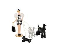 Statuette Femme Chiens "Pied-de-Poule" 29cm Multicolore