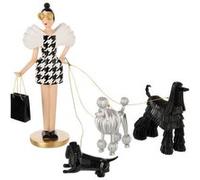Statuette Femme Chiens "Pied-de-Poule" 29cm Multicolore