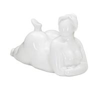 Statuette Femme Couchée en Résine Yoga 32cm Blanc