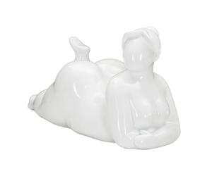 Statuette Femme Couchée en Résine Yoga 32cm Blanc