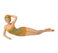 Statuette Femme "Maillot de Bain" 50cm Turquoise & Orange Bleu
