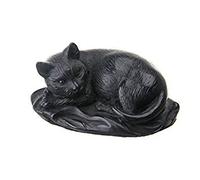 Statuette/Figurine décorative en Pierre de Chat Noir couché 10 cm