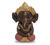 Statuette Ganesh 2 - Porte Bonheur - Décoration Zen et Feng Shui - pour Créer Une Ambiance Relaxante et Spirituelle - Idée Cadeau - Hauteur: 11,5cm - Couleur : Vert et Marron - Zen’Light