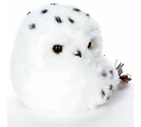 Statuette Hibou Fourrure 21cm - Blanc
