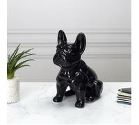HOME DECO FACTORY – Sculpture céramique Bouledogue HD1316 – Noir, 20 cm, Cadeau décoratif