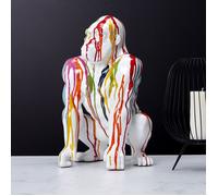 Statuette - HOME DECO FACTORY - Gorille Blanc Rainbow - Décoration - Multicolore