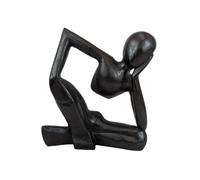 Statuette Le Penseur abstraite 20cm en bois noir | Décoration Design