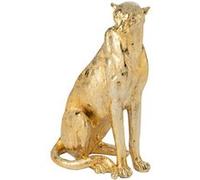 Statuette Léopard Assis "Odis" 37cm Doré Or G