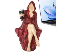Statuette lisant gothique fantasy sombre Figurine Dame Gothique Sans Visage | Statue De Lecteur À Capuche Avec Livre Pour Amateurs De Livres Collectionneurs Étagère Bar Salon Coiffeuse Bur