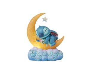 Statuette lumineuse - ENESCO - Stitch sur la lune - Pierre coulée - Bleu - Intérieur