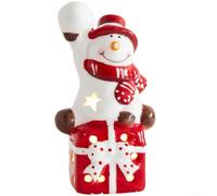 Statuette Noël Père Noël Éclairée Design Européen 11cm(A) | LED intégrées, ambiance chaleureuse, bonhomme de neige, résine , hauteur 13cm