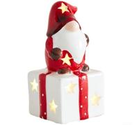 Statuette Noël Père Noël Éclairée Design Européen 11cm(B) | LED intégrées, ambiance chaleureuse, bonhomme de neige, résine , hauteur 13cm