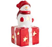 Statuette Noël Père Noël Éclairée Design Européen 11cm(C) | LED intégrées, ambiance chaleureuse, bonhomme de neige, résine , hauteur 13cm