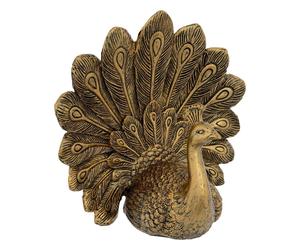 Statuette Oiseau Paon en Résine Wild Romance 27cm Doré