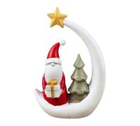 Statuette Père Noël lune en résine Décoration de Noël Arbre festif | Statue rouge de décoration de table pour étagère