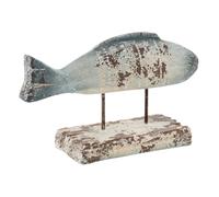 Statuette Poisson d'Extérieur sur Socle Basil 52cm Bleu