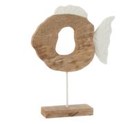 Statuette Poisson Rond en Bois Vernon 48cm Naturel