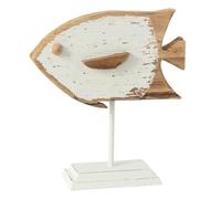 Statuette Poisson sur Pied Boli 28cm Naturel & Blanc
