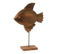 Statuette Poisson sur Pied en Bois Antwan 40cm Marron