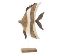 Statuette Poisson sur Pied en Bois Ligne 38cm Naturel